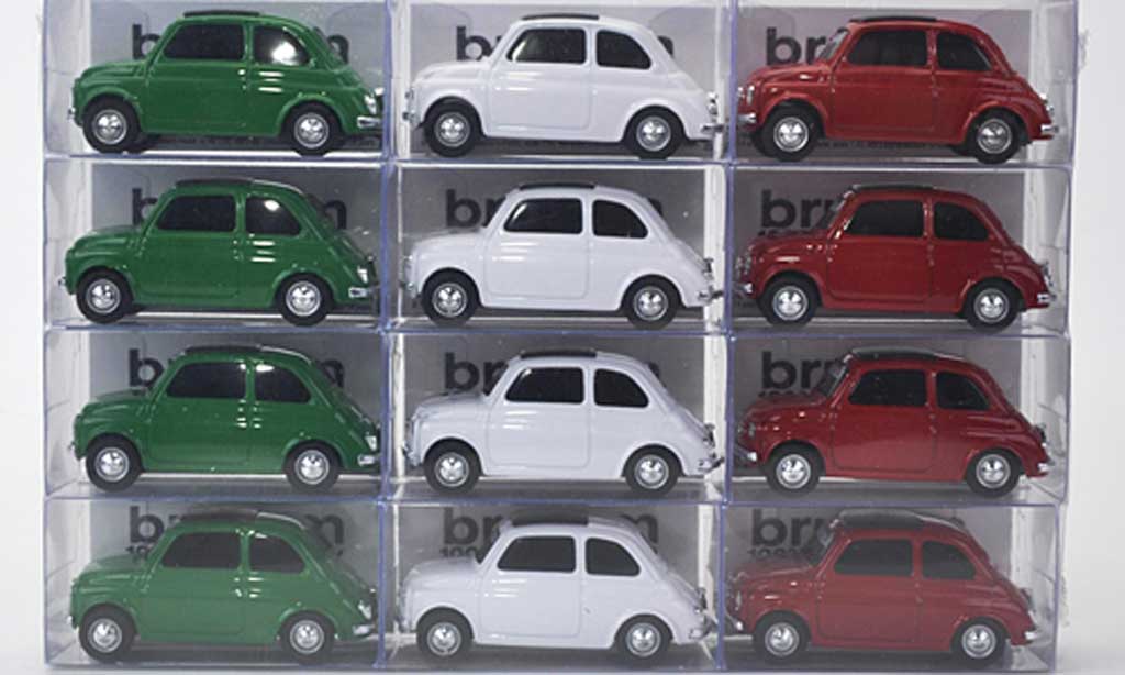Fiat 500 1/43 Brumm 12er-Set: Nuova Tricolore grun white red 1957 diecast model cars
