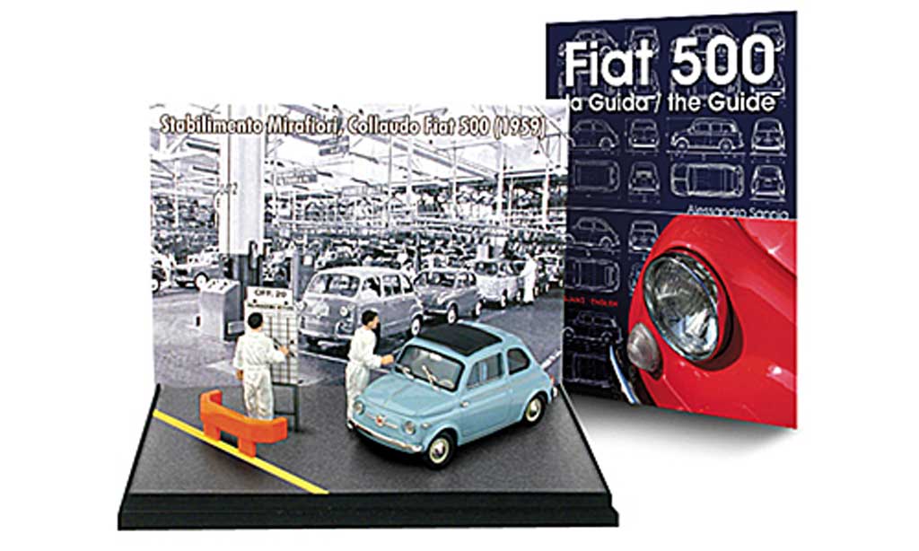 Fiat 500 1/43 Brumm Mini-Diorama unBuch: blue 1959 ave2 Figuren + ''- la Guida / the Guide'' diecast model cars