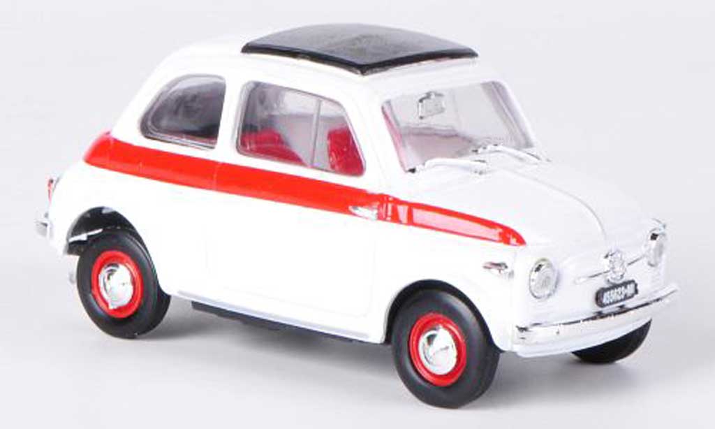Fiat 500 Sport 1/43 Brumm Sport white/red Schiebedach geschlossen 1959 diecast model cars