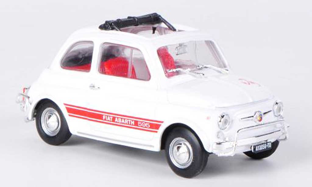 Fiat 595 1/43 Brumm Abarth LSS white/red offenes Faltdach 1965 diecast model cars