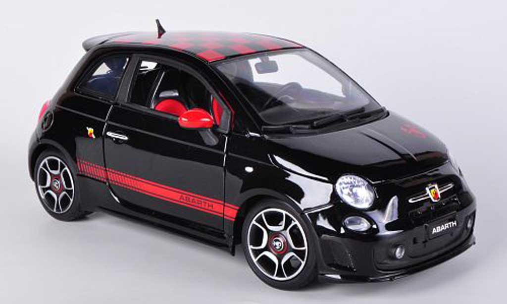 Fiat 500 Abarth 1/18 Burago Abarth black/red 2008 diecast model cars
