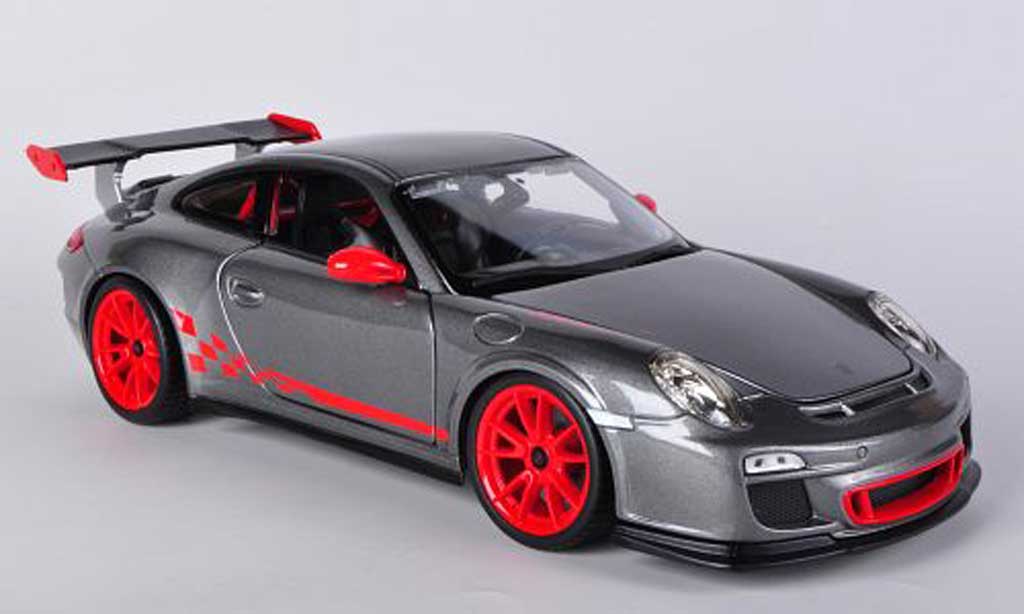 Porsche 997 GT3 RS 1/18 Burago GT3 RS grey/red diecast model cars