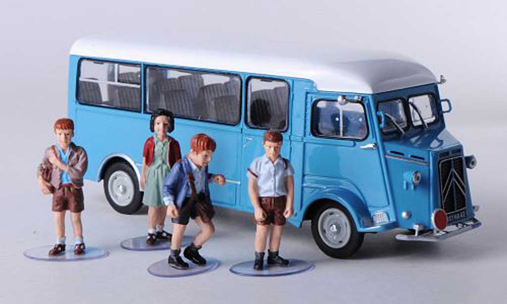 Citroen Type H 1/43 Eligor Schulbus blue/white mit 4 Figuren diecast model cars