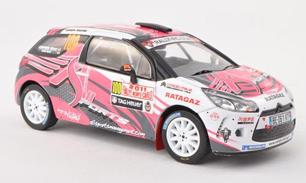 DS Automobiles DS3 R3 1/43 IXO R3 No.100 Europe Racing Rally Monte Carlo 2011 D.Elena/O.Campana diecast model cars