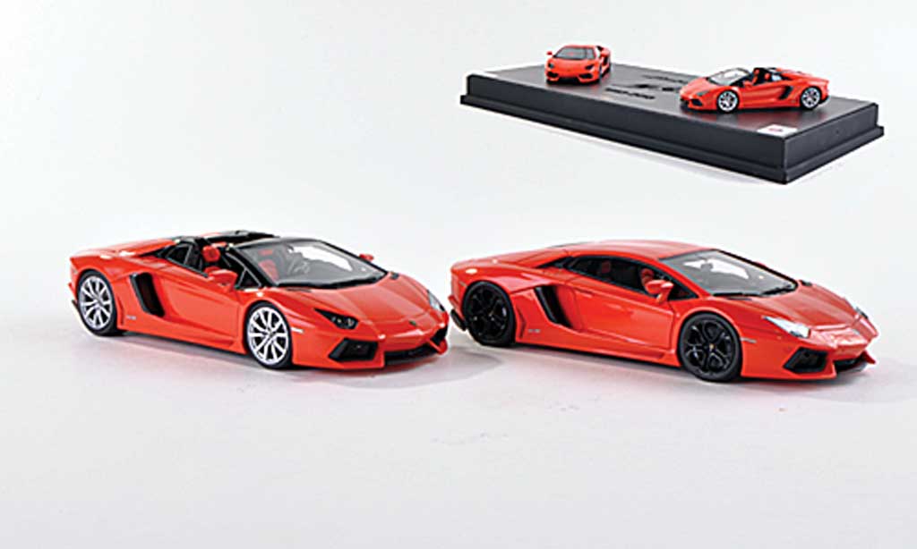 Lamborghini Aventador LP700-4 1/43 MR Collection LP700-4 Collezione Tecnica No.2: LP700-4 und LP700-4 Roadster orange diecast model cars