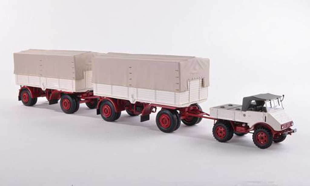 Mercedes Unimog 1/43 Minichamps 401 avec deux Pritschenanhanger beige/red 1951 diecast model cars