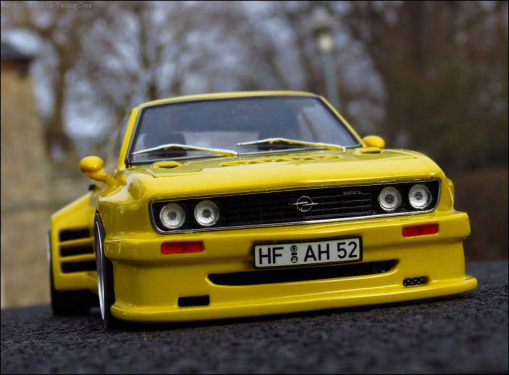 Opel Manta A yellow kit carrosserie sur mesure jantes en nid d'abeilles 1/18 Norev