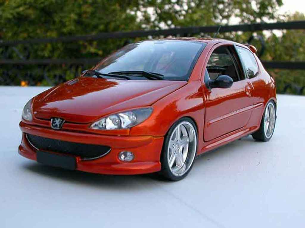 Peugeot 206 RC 1/18 Norev RC orange tuning diecast model cars