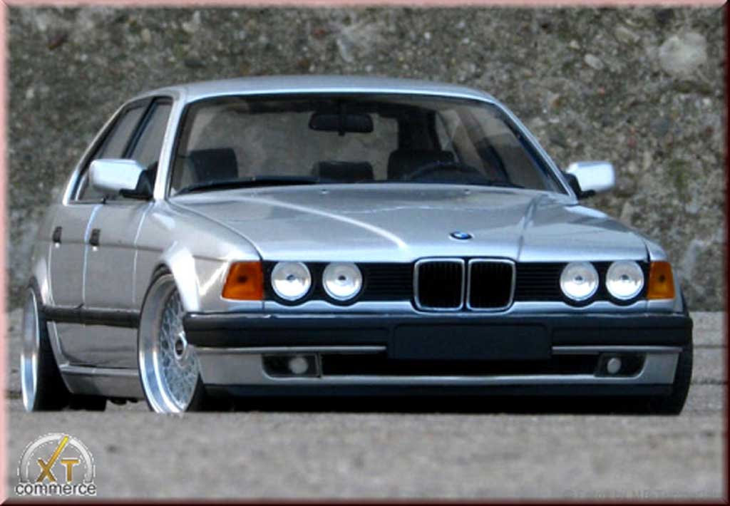 Bmw 730 E32 i grey jantes bbs bords larges echappement inox 1/18 Minichamps