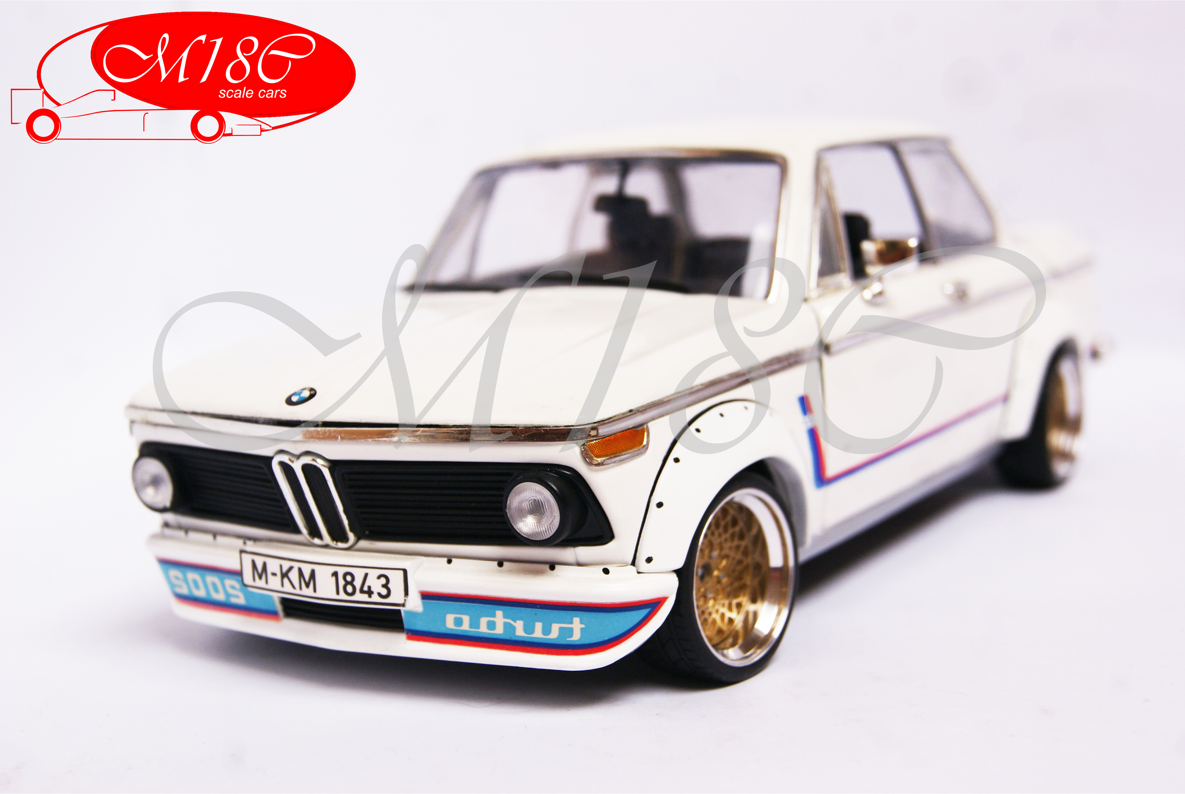 Bmw 2002 Turbo white jantes bbs nid d'abeille 1/18 Anson