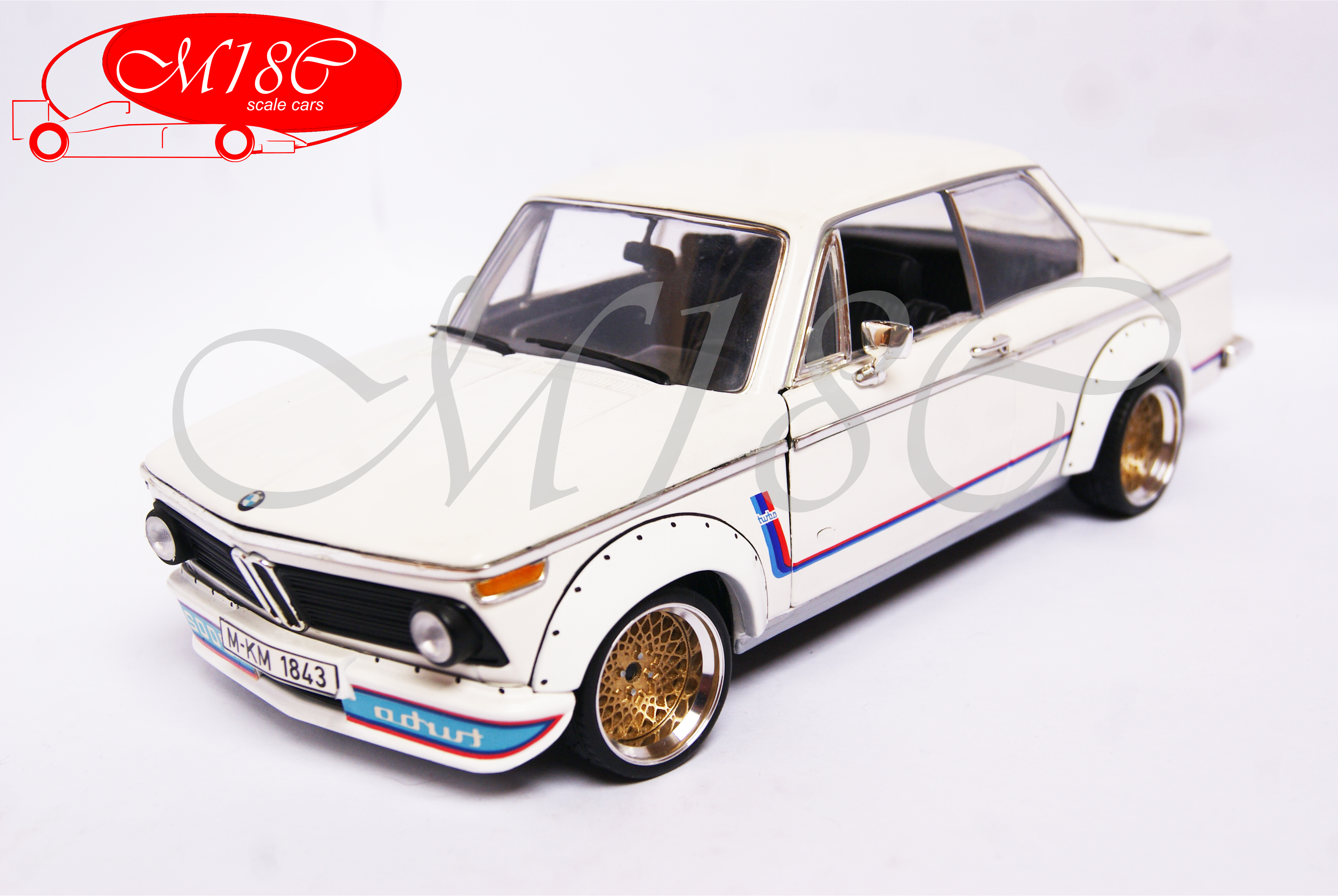 Bmw 2002 Turbo 1/18 Anson Turbo white jantes bbs nid d'abeille diecast model cars