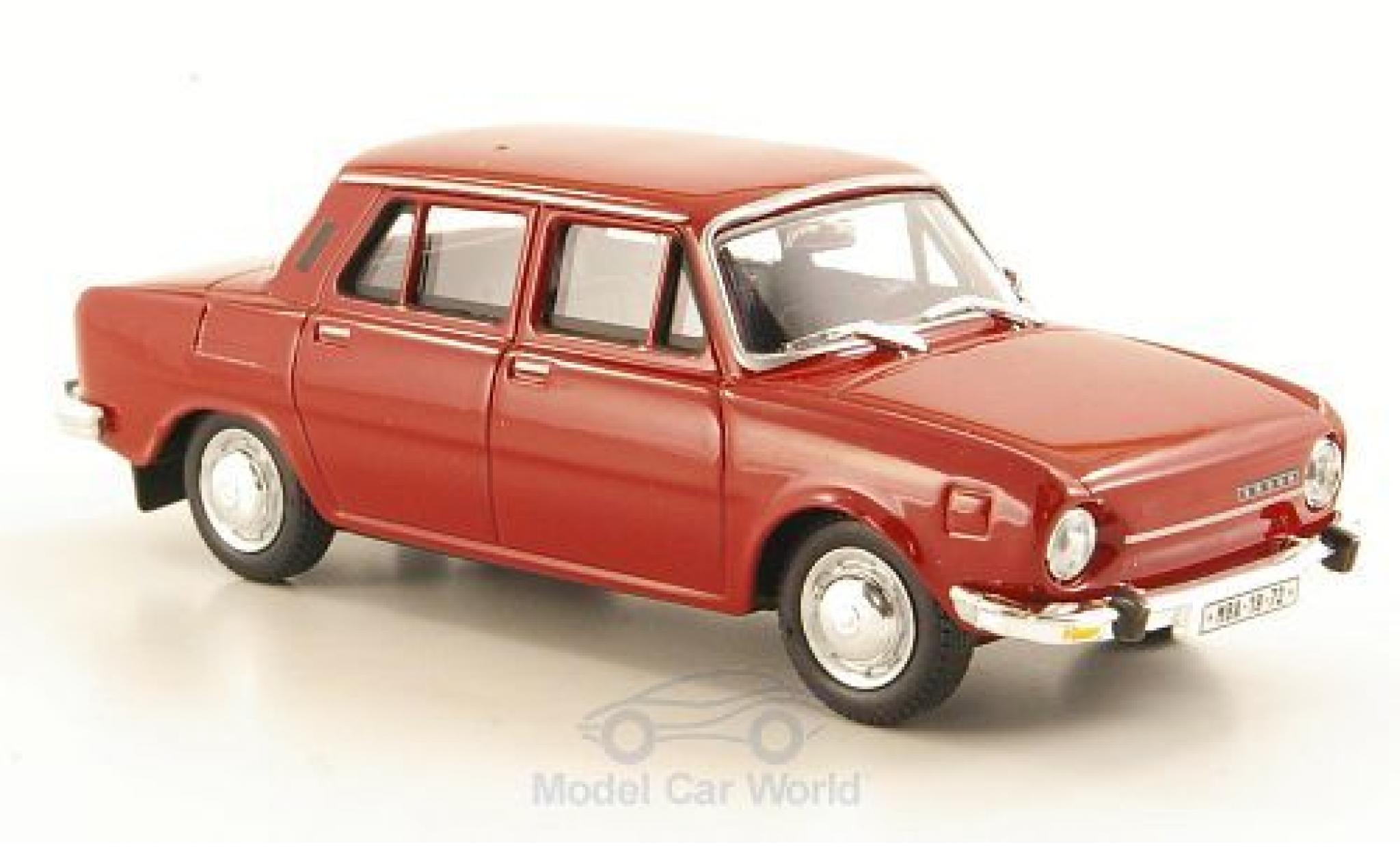 Skoda 110 1/43 Abrex L red 1973 ohne Vitrine diecast model cars