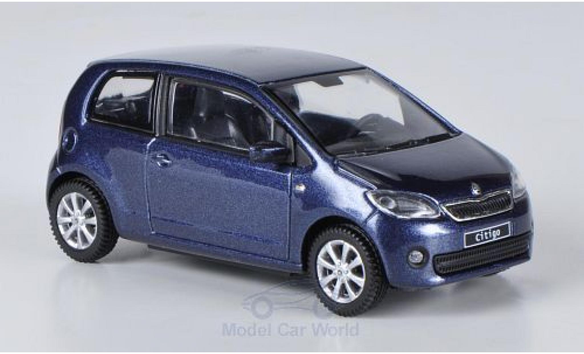 Skoda Citigo 1/43 Abrex metallic blue 2012 3-T&uuml;rer diecast model cars