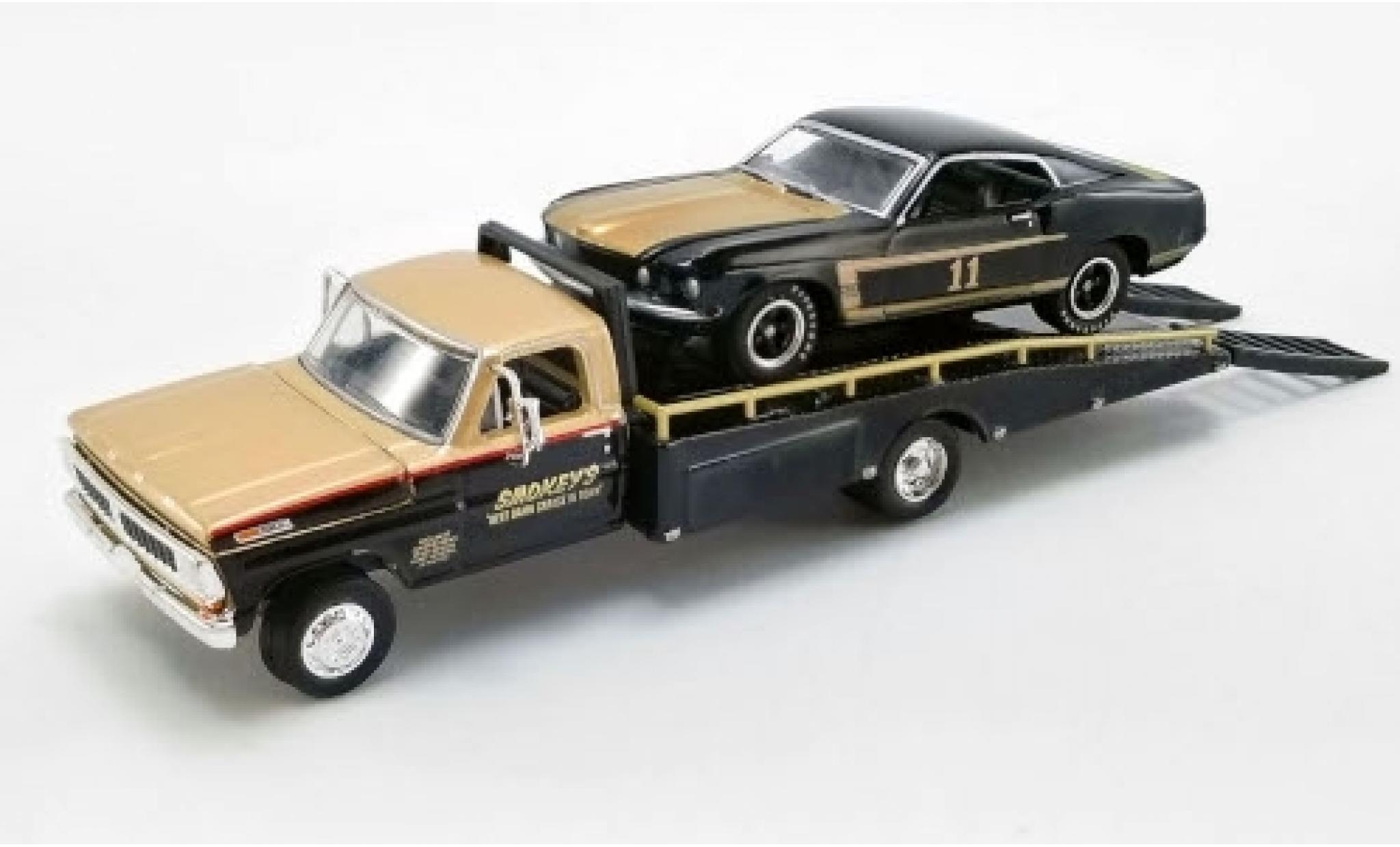Ford Mustang 1/64 ACME Boss 302 No.11 Smokeys Trans-Am 1969 avec 1970 F-350 Ramp Truck S.Yunick diecast model cars