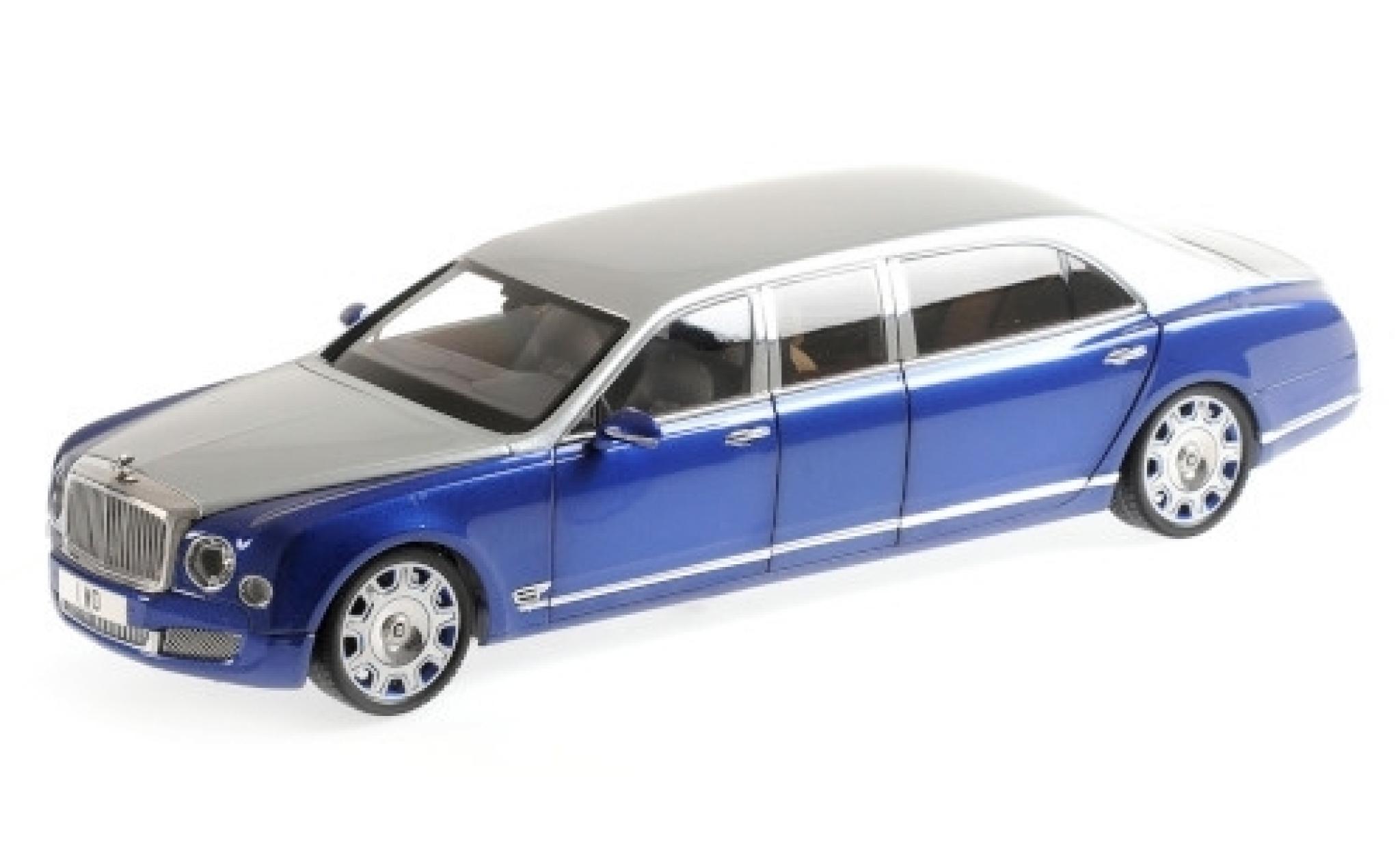 Bentley Mulsanne 1/18 Almost Real Grand Limousine by Mulliner grey/metallic blue 2017 diecast model cars