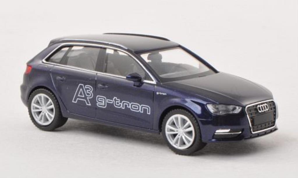 Audi A3 1/87 Herpa Sportback g-tron blue diecast model cars