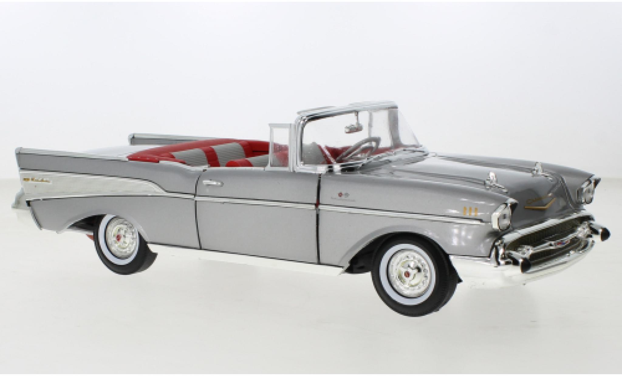 Chevrolet Bel Air 1/18 Auto World Convertible metallise grey 1957 diecast model cars