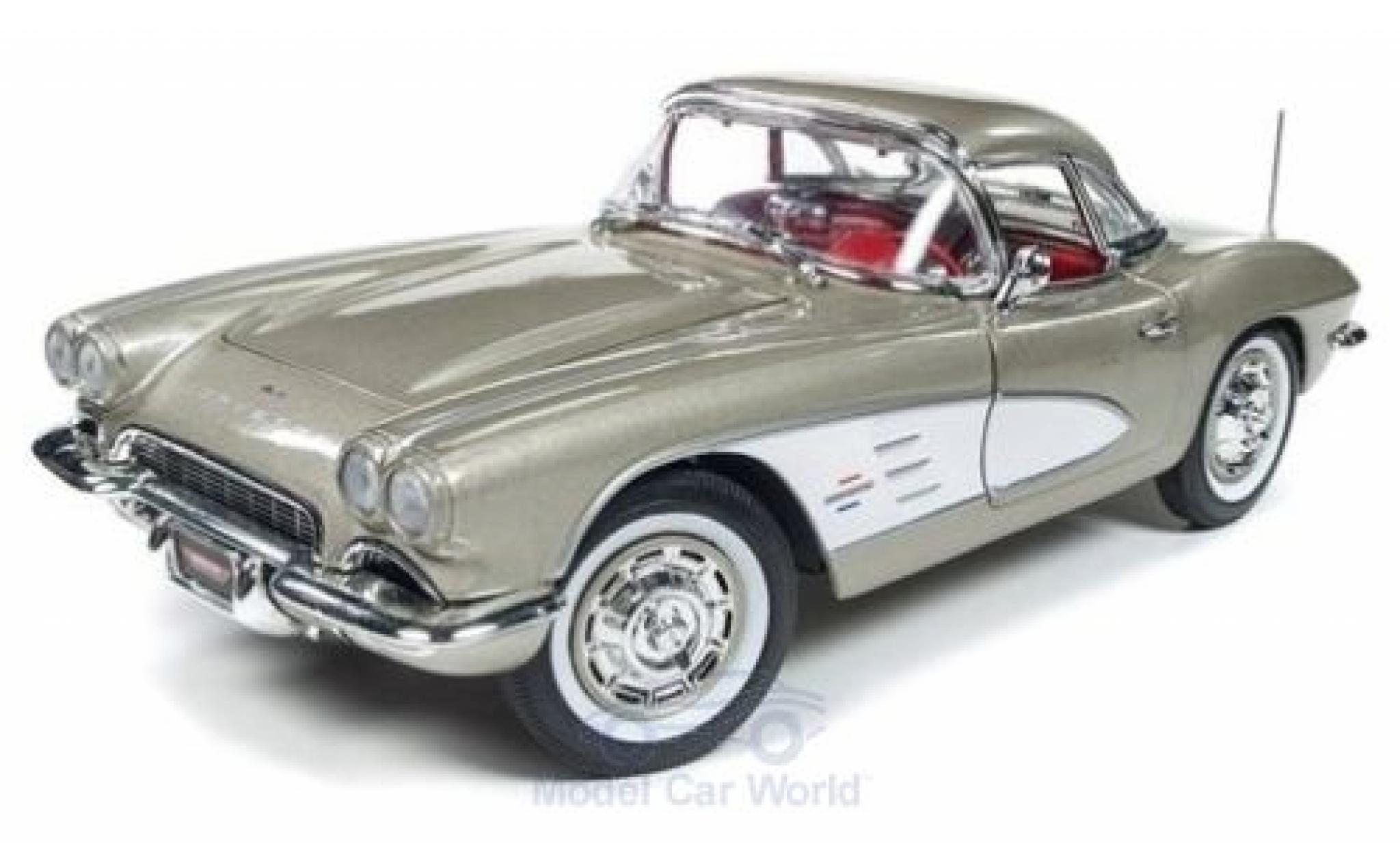Chevrolet Corvette 1/18 Auto World Convertible metallic beige/white 1961 diecast model cars