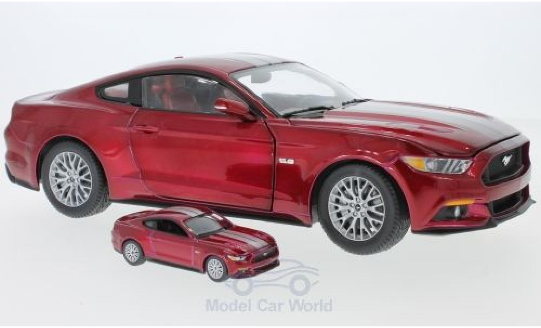 Ford Mustang GT 1/64 Auto World GT metallic red/grey 2017 plus Modell in 1:64 diecast model cars