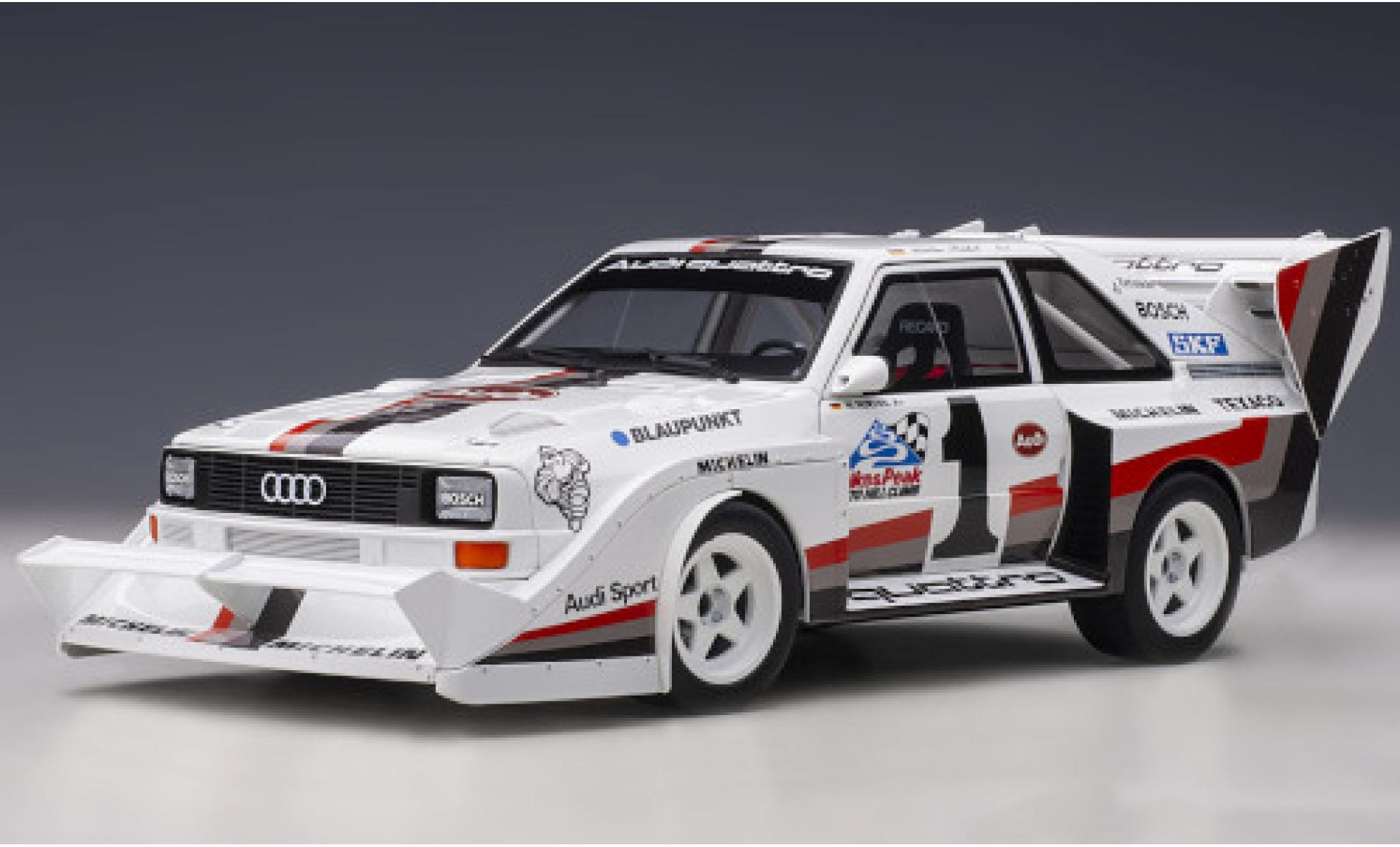 Audi Sport Quattro 1/18 AUTOart Sport quattro S1 E2 No.1 International Hill Climb Pikes Peak 1987 diecast model cars