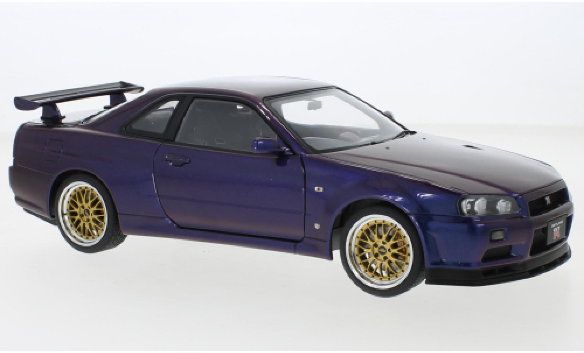 Nissan Skyline 1/18 AUTOart GT-R (R34) V-Spec II metallise purple RHD 2002 diecast model cars