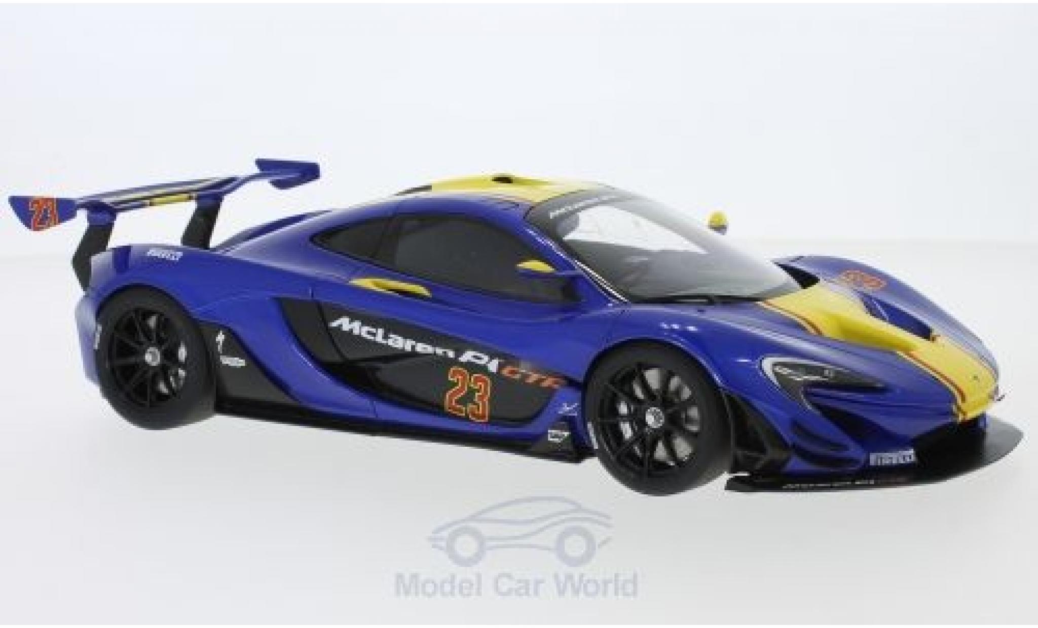 McLaren P1 1/18 AUTOart GTR metallic blue/yellow 2015 diecast model cars