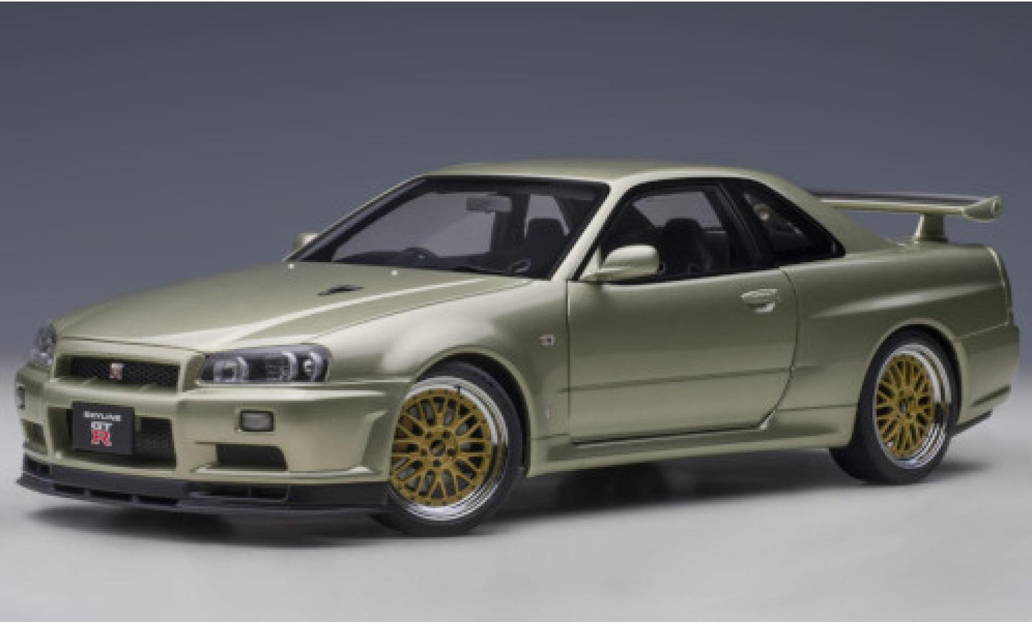 Nissan Skyline 1/18 AUTOart GT-R (R34) V-Spec II N&uuml;r metallic green RHD 2002 avec BBS LM-jantes diecast model cars