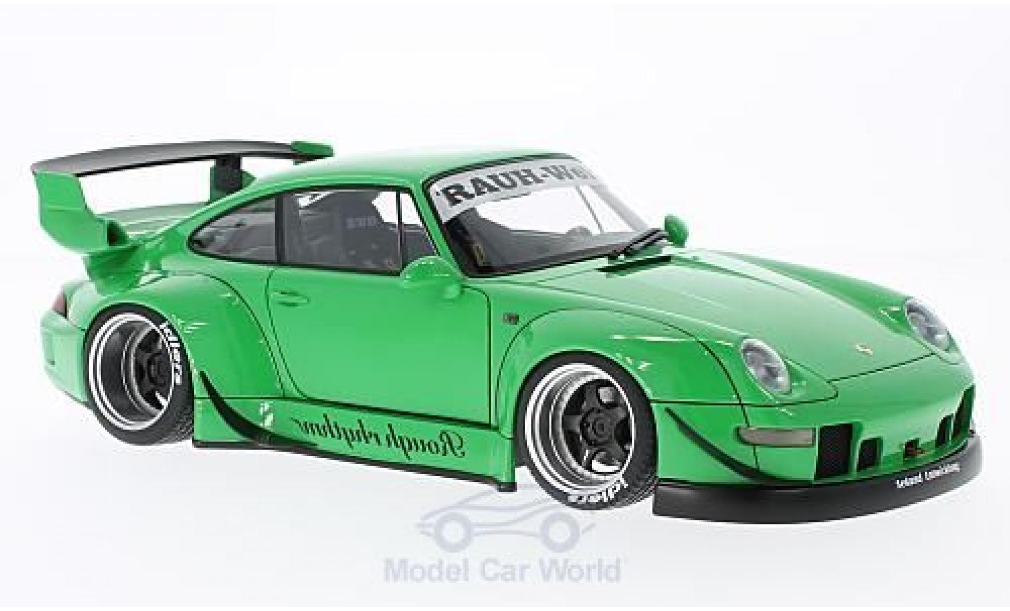 Porsche 993 RWB 1/18 AUTOart 911 () RWB green Rauh Welt greye Felgen ohne Vitrine diecast model cars