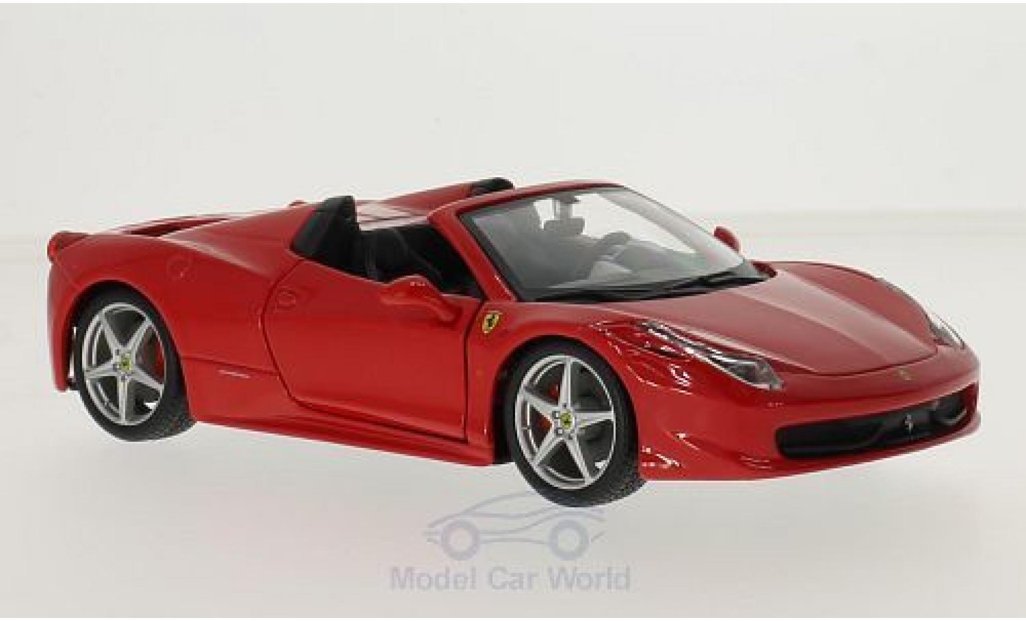 Ferrari 458 1/24 Burago Spider red diecast model cars
