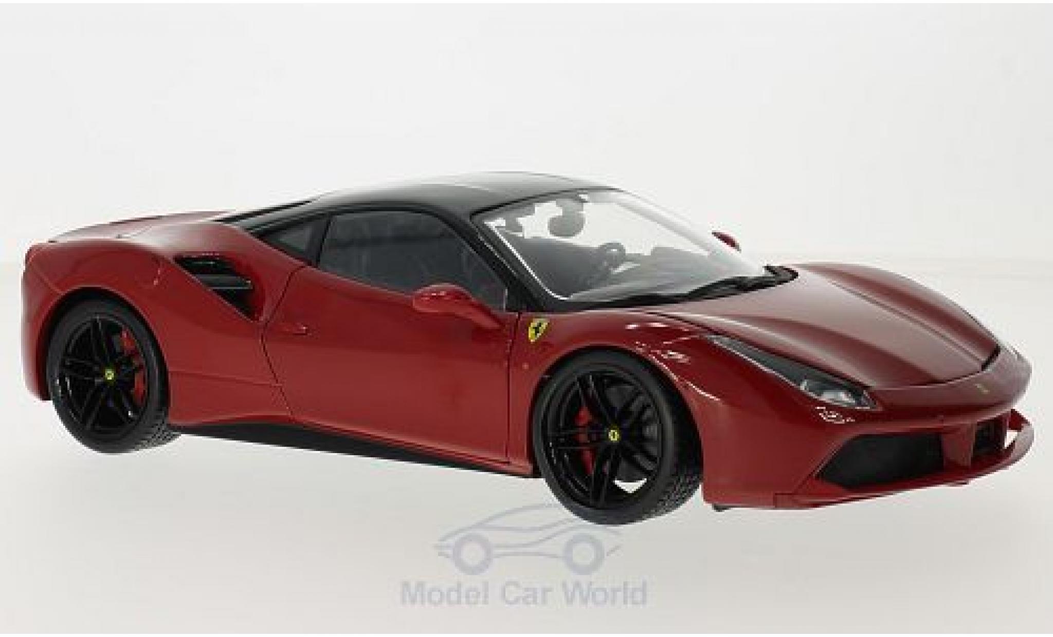 Ferrari 488 1/18 Burago GTB red/black diecast model cars