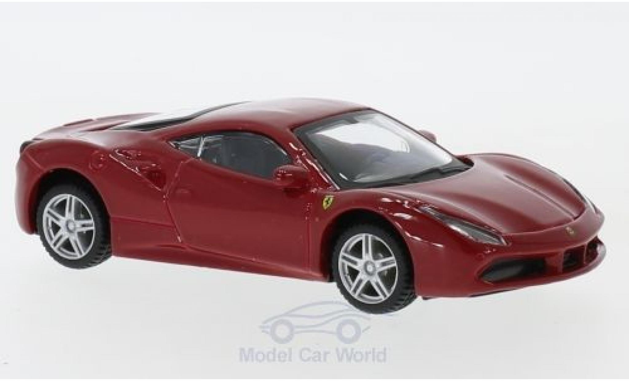 Ferrari 488 1/43 Burago GTB red/white pull-back diecast model cars