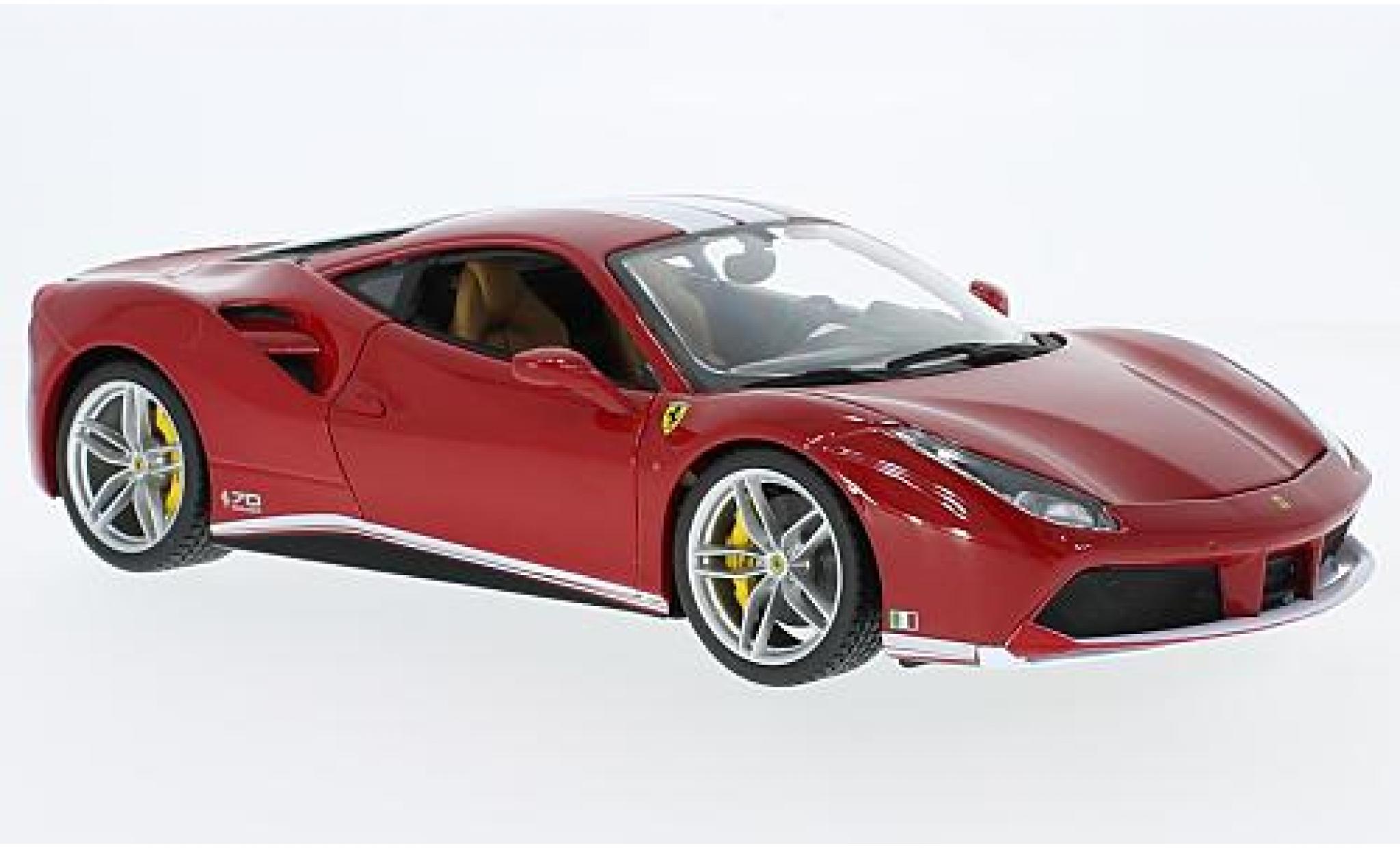 Ferrari 488 1/18 Burago GTB red/white The Schumacher 70 ann&eacute;es diecast model cars