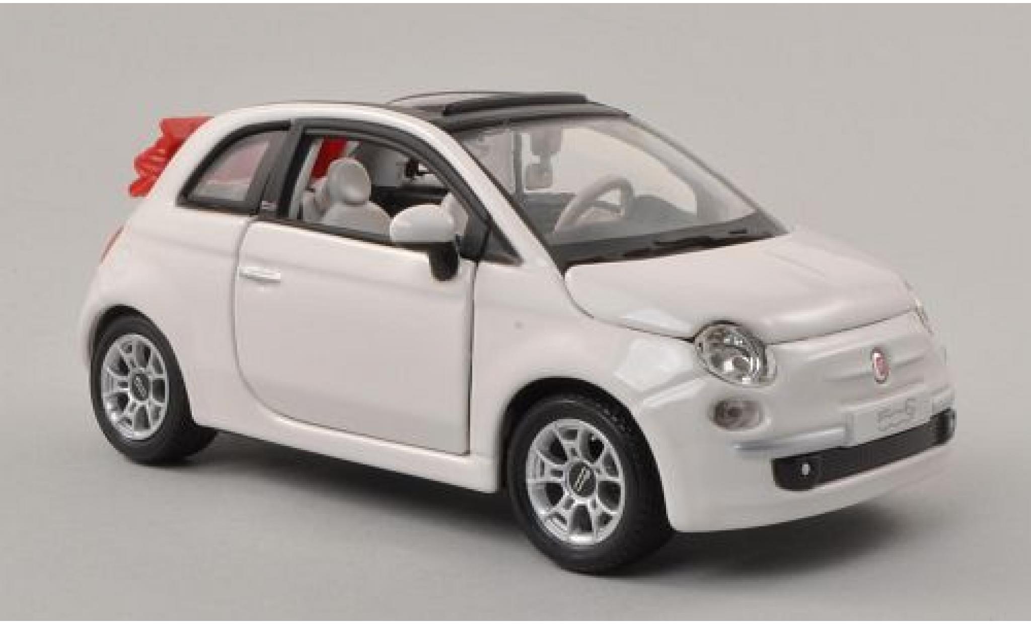 Fiat 500 1/24 Burago C Convertible white Verdeck ouvert diecast model cars