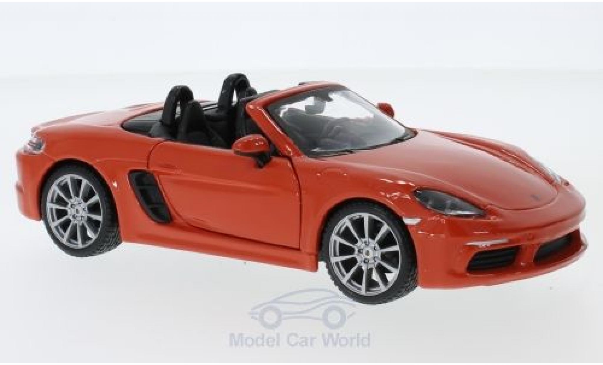 Porsche Boxster 1/24 Burago 718 orange diecast model cars