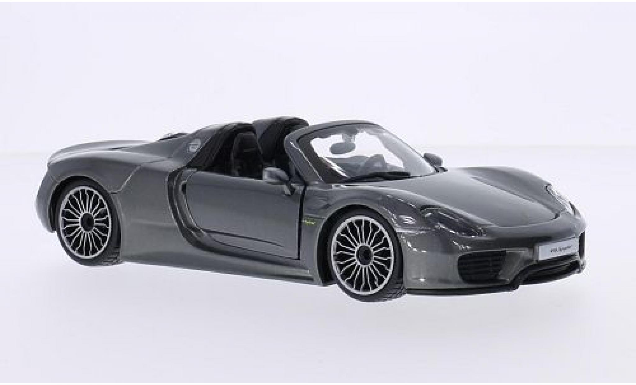 Porsche 918 1/24 Burago Spyder metallic grey Targadach ouvert diecast model cars