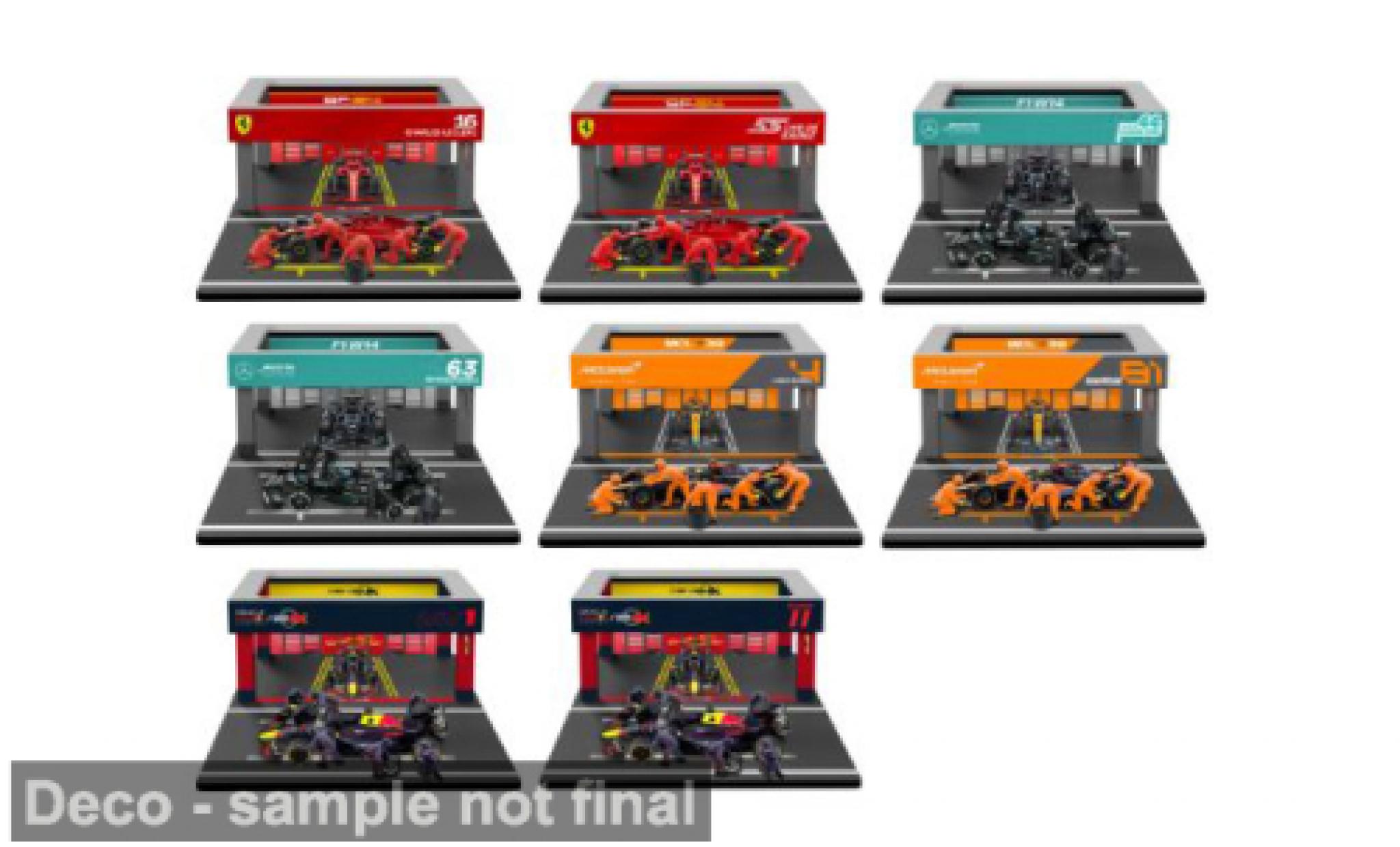 Mercedes CLA 1/43 Burago Bburago Zubeh&ouml;r 8er-Pitbox Set: Ferrari + Red Bull + + McLaren 2024 1:43 diecast model cars