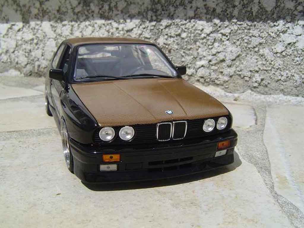 Bmw M3 coupe E30 black swap moteur e36 jantes bbs capot kevlar 1/18 Minichamps