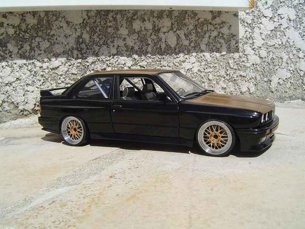 Bmw M3 coupe E30 black swap moteur e36 jantes bbs capot kevlar 1/18 Minichamps