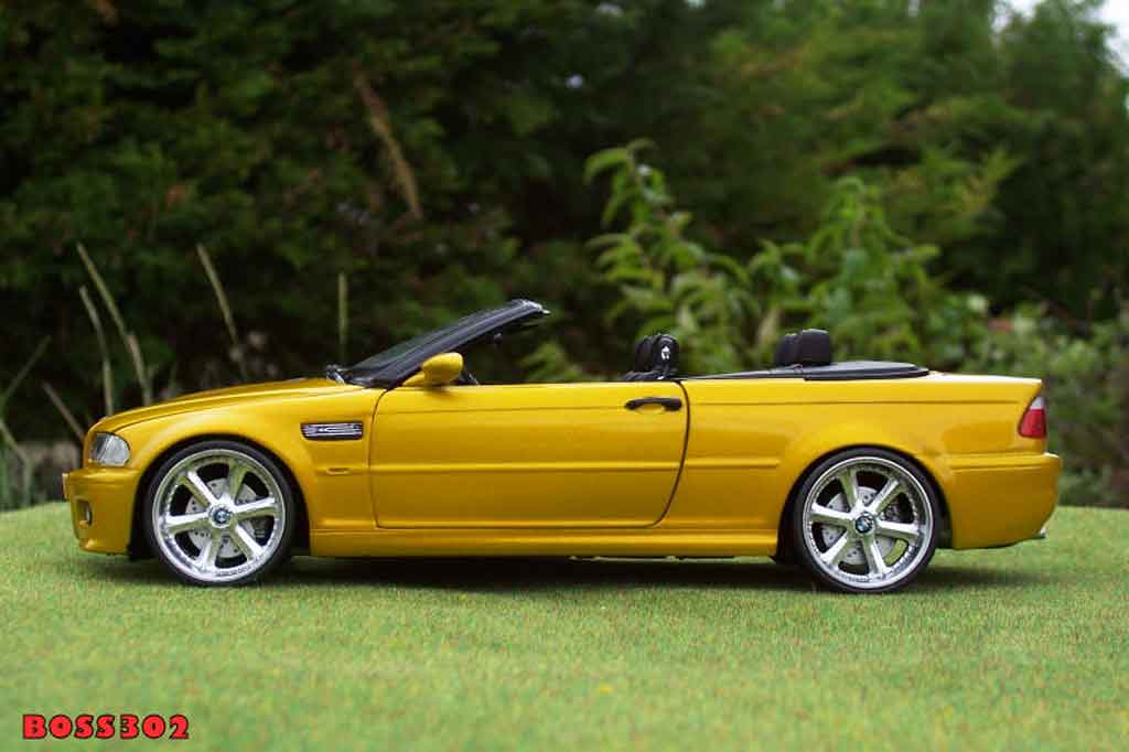 Bmw M3 Cabriolet E46 yellow candy jantes chromees 18 pouces 1/18 Kyosho