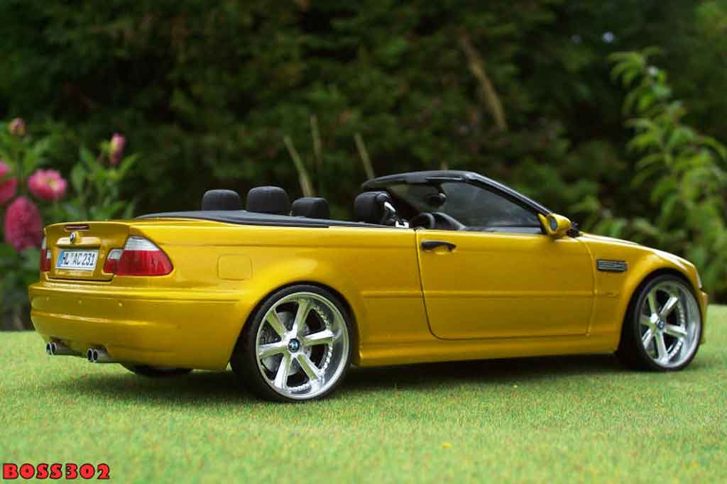 Bmw M3 Cabriolet E46 yellow candy jantes chromees 18 pouces 1/18 Kyosho