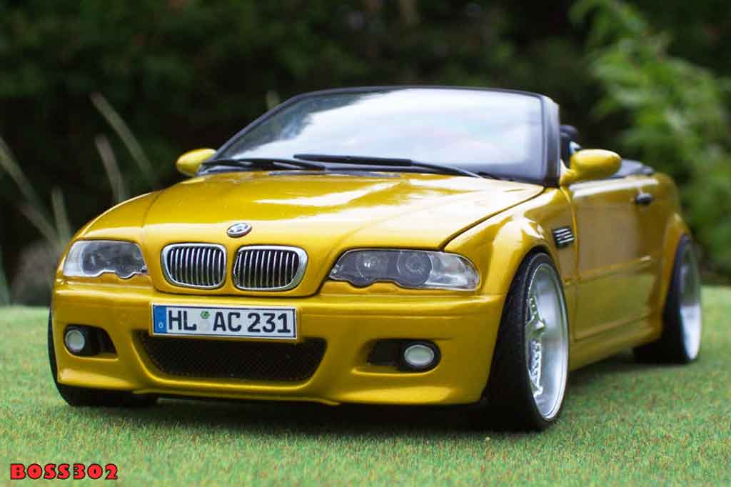 Bmw M3 Cabriolet E46 yellow candy jantes chromees 18 pouces 1/18 Kyosho