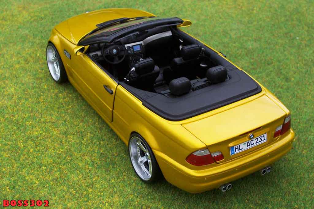 Bmw M3 Cabriolet E46 yellow candy jantes chromees 18 pouces 1/18 Kyosho