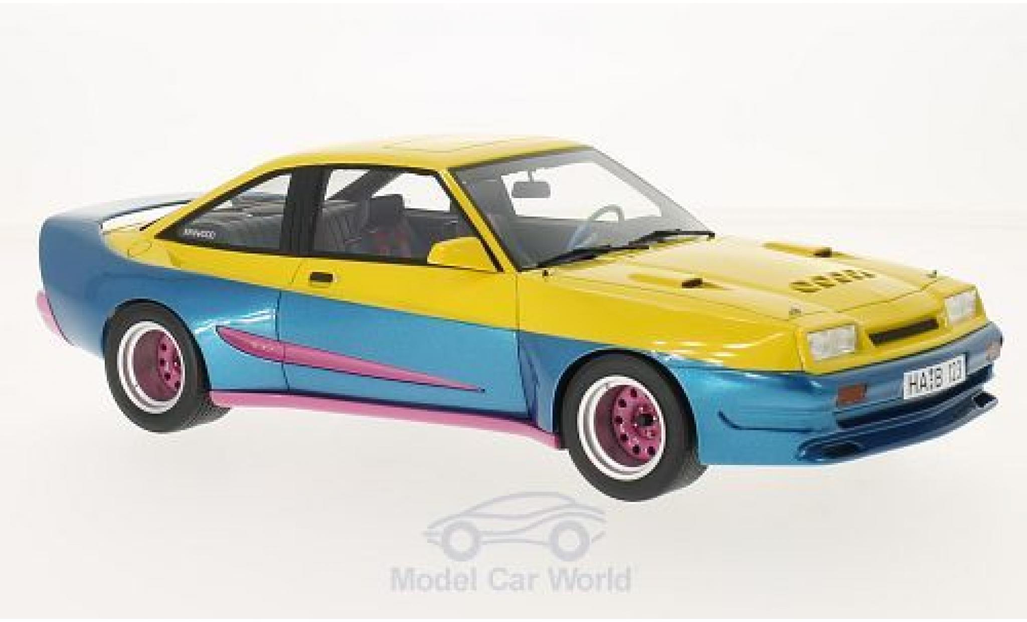 Opel Manta 1/18 BoS Models B Mattig yellow/metallic blue 1991 diecast model cars