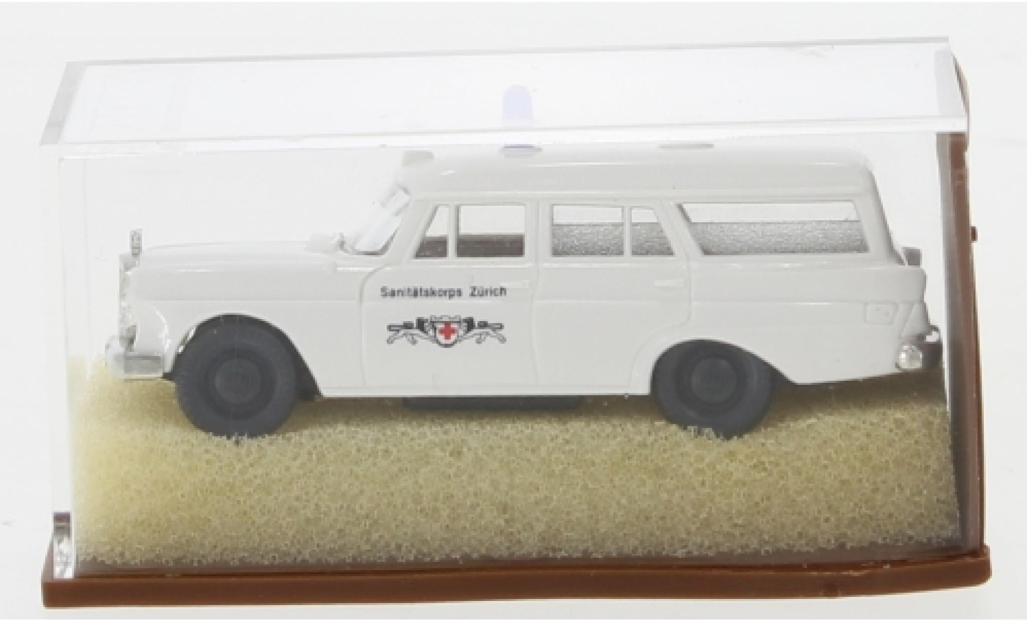 Mercedes 190 1/87 Brekina c KTW --Archivmodell de - 90er-Jahren-- Sanit&auml;tskorps Z&uuml;rich 1960 diecast model cars