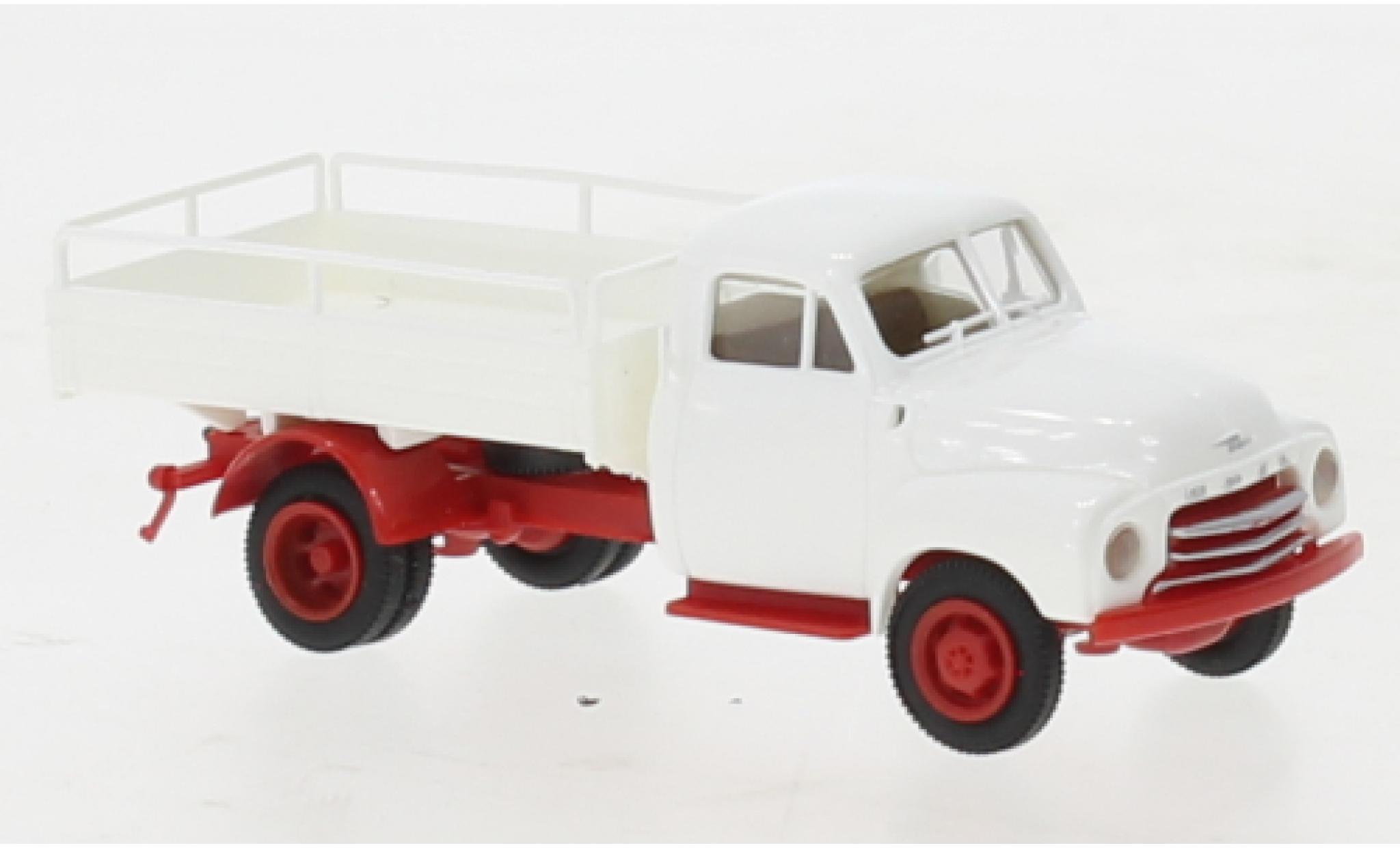 Opel Blitz 1/87 Brekina Bierpritsche white/red 1952 diecast model cars