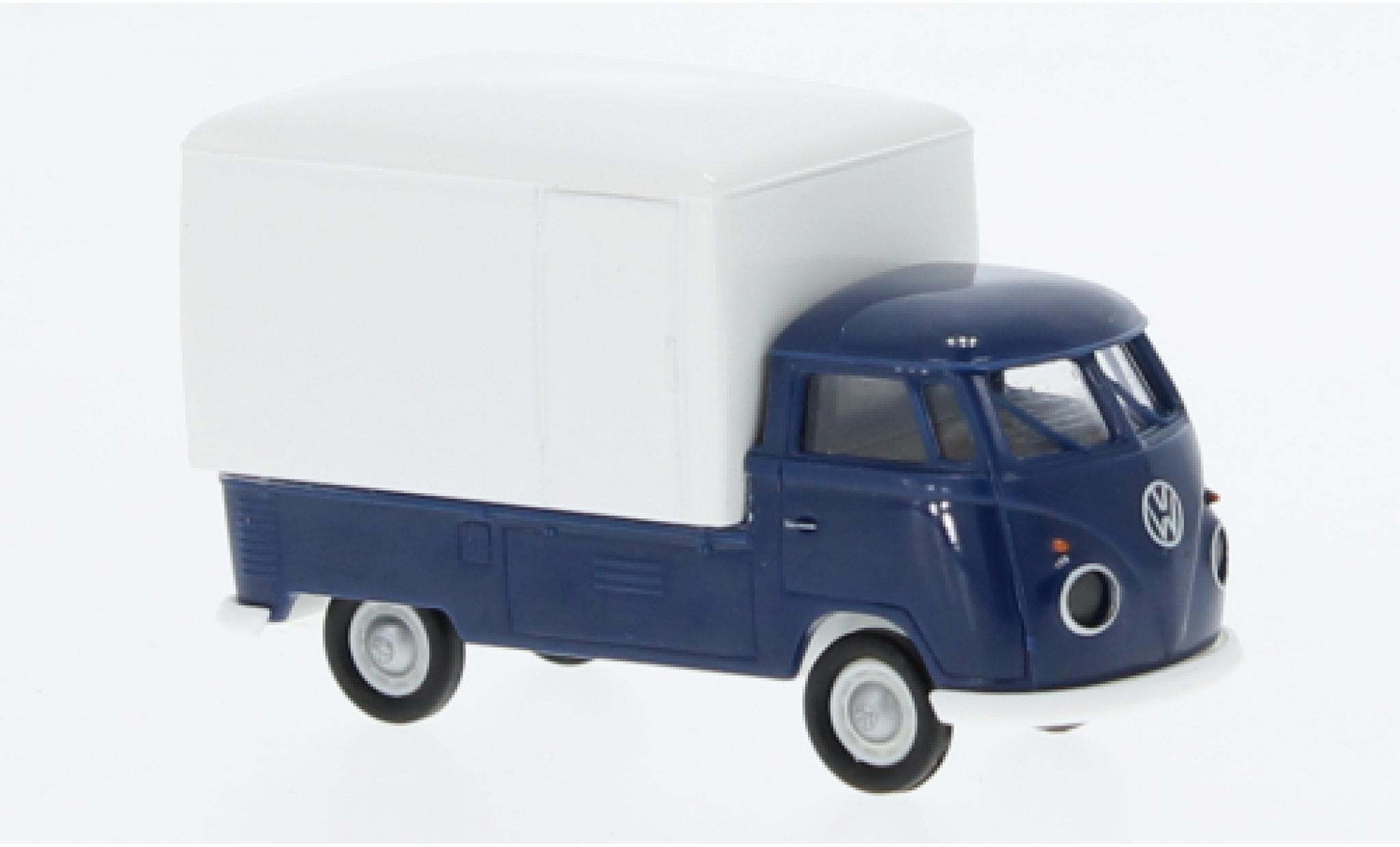 Volkswagen T1 1/87 Brekina b Gro&szlig;raum-wagon conteneur blue fonc&eacute;/white 1960 diecast model cars