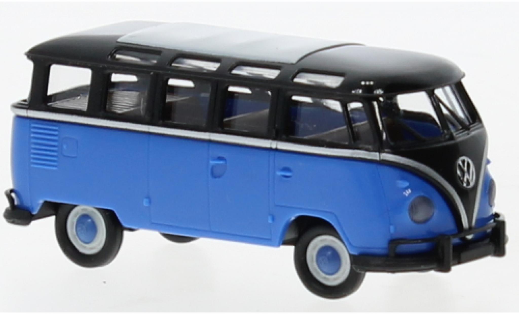 Volkswagen T1 1/87 Brekina b Samba black/blue 1960 diecast model cars
