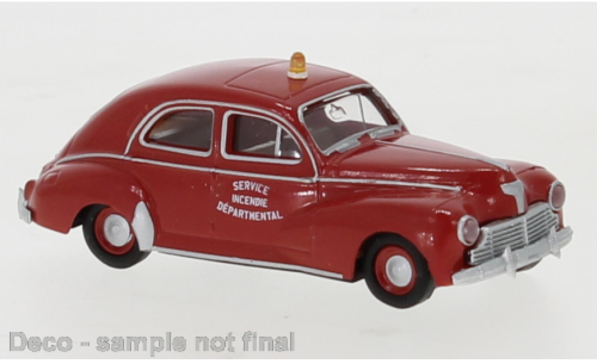 Peugeot 203 1/87 Brekina red Service Incendie Departmental 1948 diecast model cars