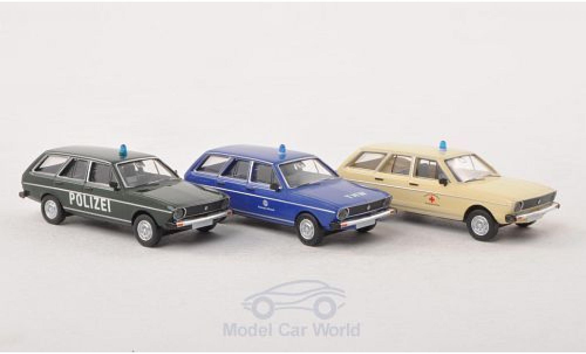 Volkswagen Passat 1/87 Brekina Variant 3er-Set Blaulicht: Police DRK THW diecast model cars