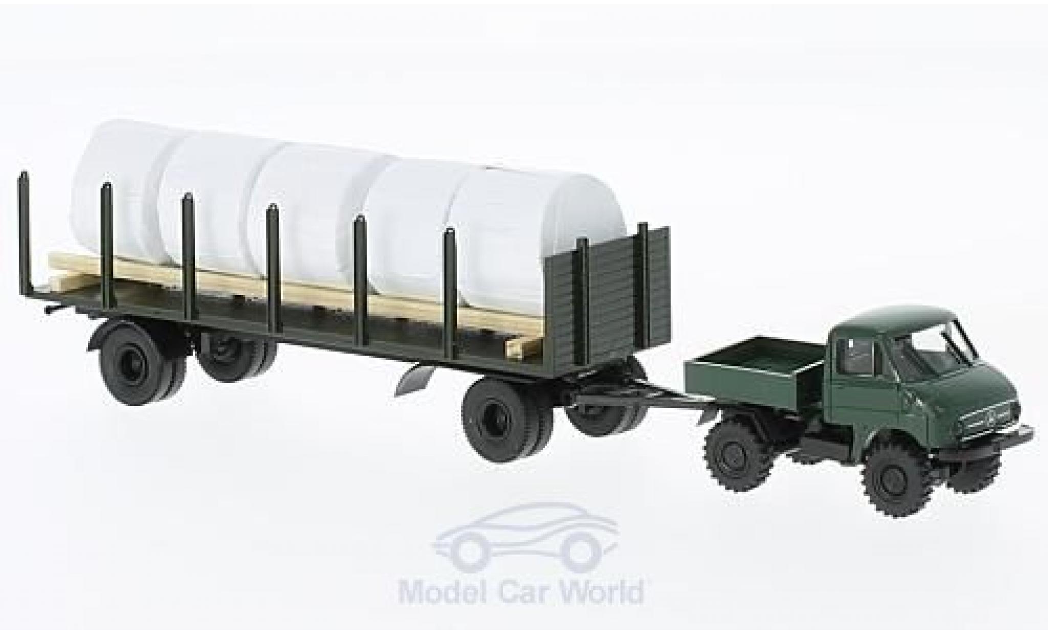 Mercedes Unimog 1/87 Brekina 411 mit Anh&auml;nger und Ladegut/Heuballen diecast model cars